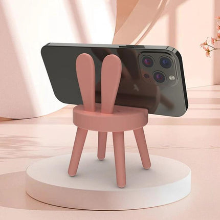 Cartoon Rabbit Chair Shaped Desktop Phone Holder for Everyday Use - pink rabbit chair phone stand with adjustable viewing angles