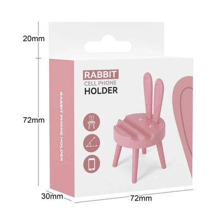 Cartoon Rabbit Chair Shaped Desktop Phone Holder for Everyday Use - pink rabbit chair phone holder packaging, adjustable viewing angles