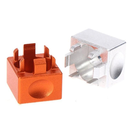 Metal Switch Opener for Mechanical Keyboards with Cherry and Gateron Compatibility metal opener showing orange and silver anodized blocks for easy switch removal