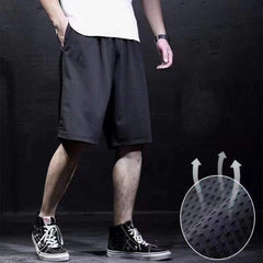 Men's Lightweight Ice Silk Sports Shorts for Summer Activities Black Mesh M