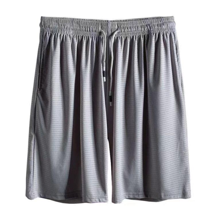 Men's Lightweight Ice Silk Sports Shorts for Summer Activities Light Gray Mesh M