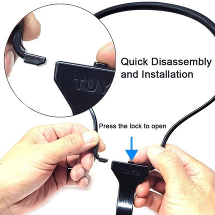 TUYU Neck Strap for Hands-Free Video Recording During Activities showing quick disassembly and installation with hands pressing lock