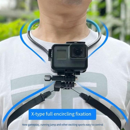 TUYU Neck Strap for Hands-Free Video Recording During Activities - wearable neck mount securing phone or action camera for hiking jogging and filming