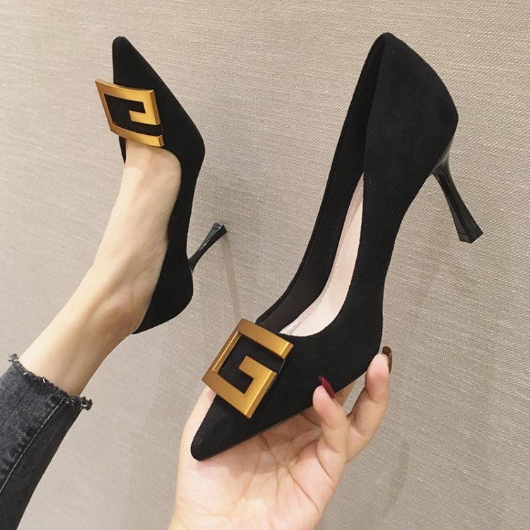 Elegant Women’s Suede Stiletto High Heels with Pointed Toe for Professional Workwear