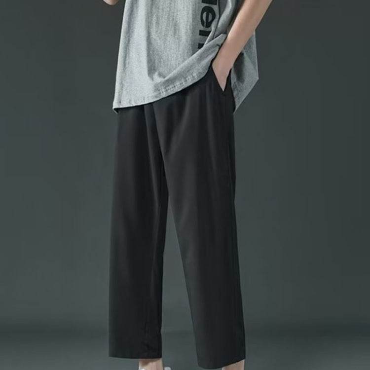 Mens Loose Straight Casual Suit Pants Summer Wide Leg Trousers