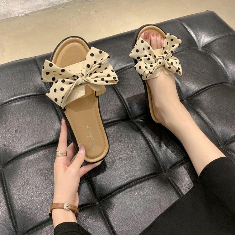 Summer Bowknot Flat Beach Slippers for Women