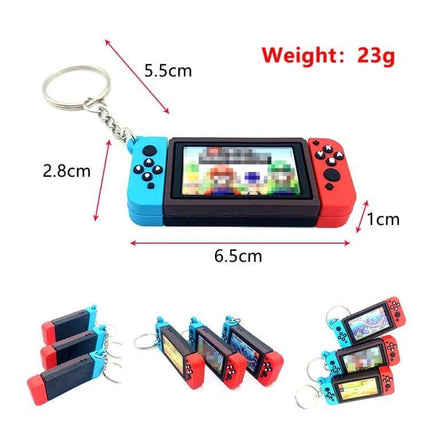 Gamepad Keychain Silicone Pendant For Everyday Decoration - compact silicone gamepad keychain with built-in ring, red and blue mini console design