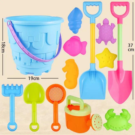 13-Piece Kids Beach Sand Toy Set Plastic Buckets And Molds