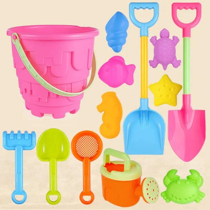 13-Piece Kids Beach Sand Toy Set Plastic Buckets And Molds