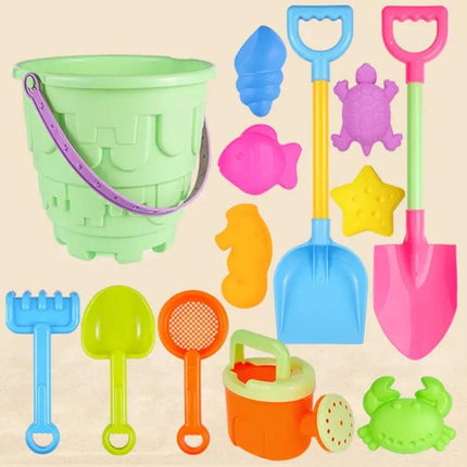 13-Piece Kids Beach Sand Toy Set Plastic Buckets And Molds