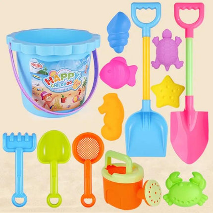 13-Piece Kids Beach Sand Toy Set Plastic Buckets And Molds