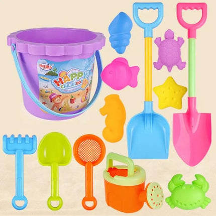 13-Piece Kids Beach Sand Toy Set Plastic Buckets And Molds