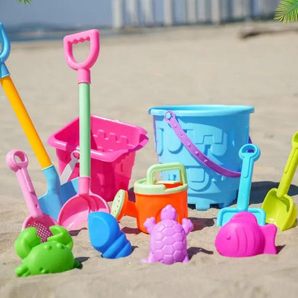 13-Piece Kids Beach Sand Toy Set Plastic Buckets And Molds