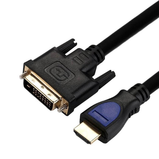 HDMI to DVI Cable for Connecting Computers and Monitors, 3 Meters – 3m HDMI to DVI cable with gold-plated connectors for computers, monitors and projectors