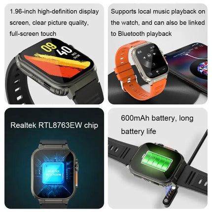 1.96 Inch Smartwatch Health Monitoring With Bluetooth Call