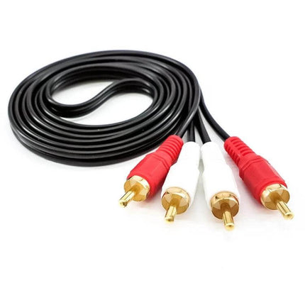 Double Lotus RCA Audio Cable for Home Speaker Connections - copper wired twin RCA cable with red and white gold-plated connectors for TV, computer or DVD to speakers