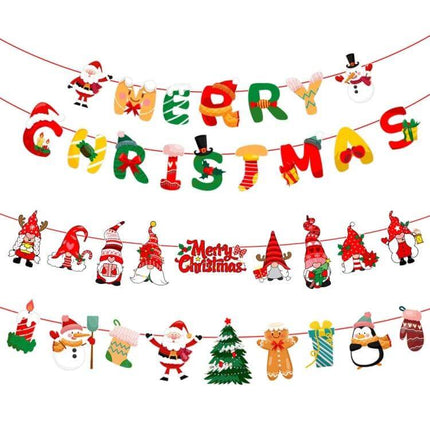 Christmas Alphabet Pull Flag Set For Party Decor 9 To 13 Pieces colorful Merry Christmas letters and festive character garlands for kids party decor
