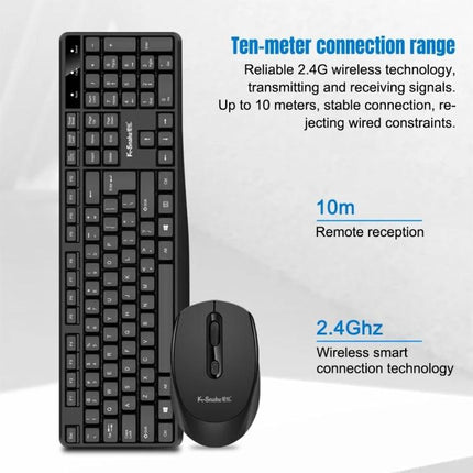 K-Snake Wireless Keyboard and Mouse Set in Black and White for Office Use - slim wireless keyboard and mouse with 10m 2.4GHz USB receiver, clutter-free office setup