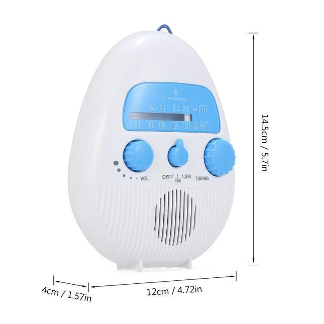 Portable Waterproof FM Radio with Hanging Rope for Bathroom Use - white compact waterproof FM shower radio with hanging loop