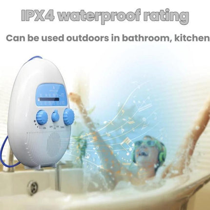 Portable Waterproof FM Radio with Hanging Rope for Bathroom Use white-blue waterproof shower radio with hanging rope and IPX4 rating