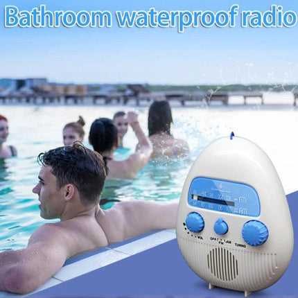 Portable Waterproof FM Radio with Hanging Rope for Bathroom Use - compact waterproof ABS shower radio for pool, kitchen, and outdoor use