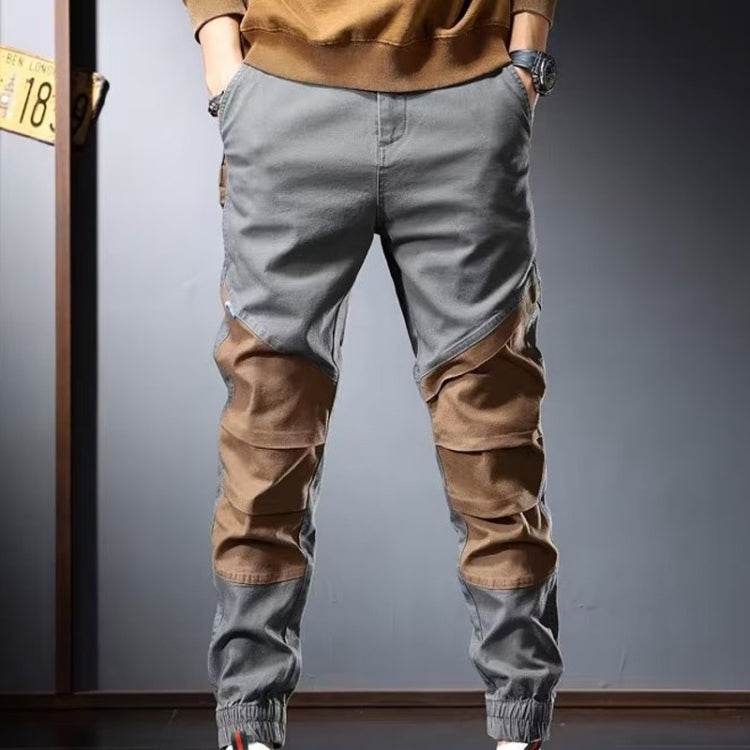 Mens Vintage Functional Drawstring Colorblocking Pants for Style