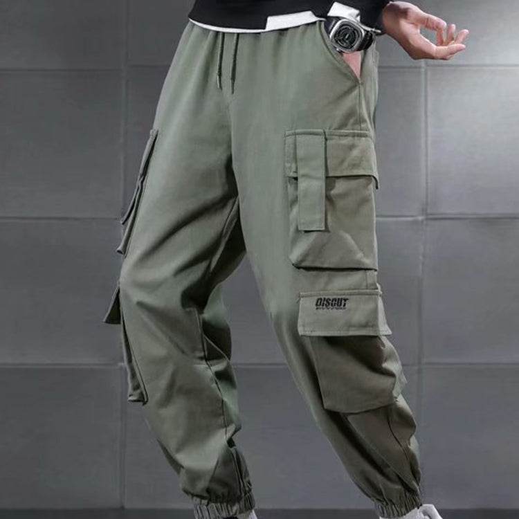 Mens Drawstring Trousers Multi-Pocket Casual Pants M to XXL