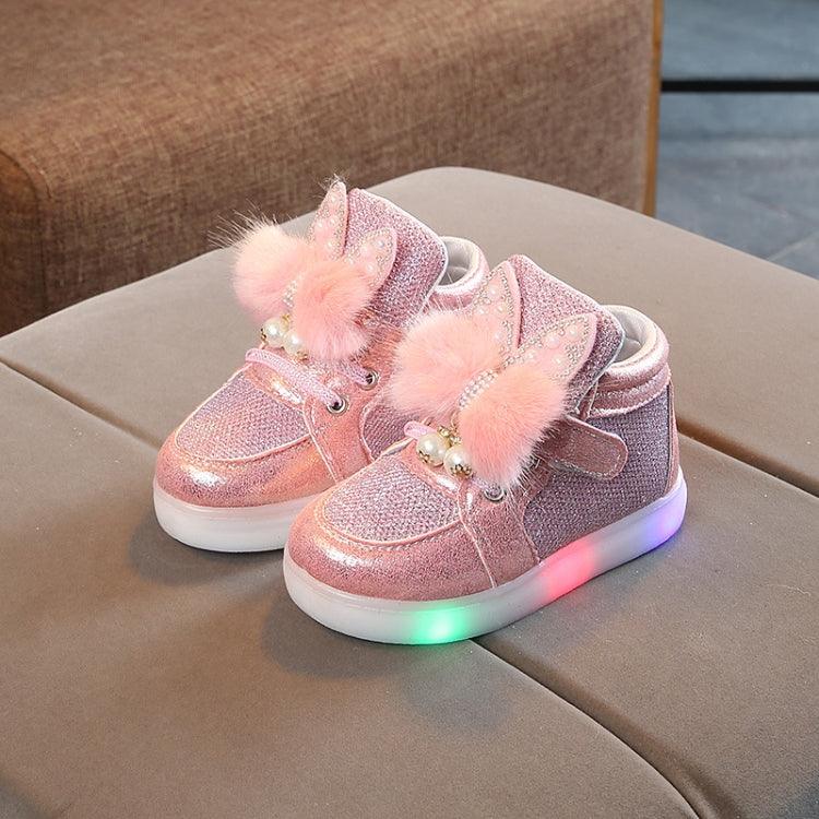 Colorful LED Light-Up Cartoon Shoes for Kids with Diamond Accents