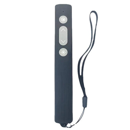 Wireless Laser Pointer Pen for Presentations and Page Turning - slim black 2.4GHz remote with page-turn, laser and wrist strap
