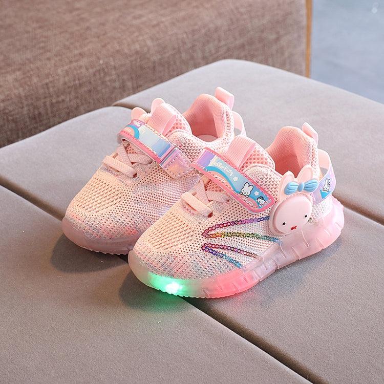 Light-Up Breathable Sneakers for Kids - WISDOMFROG Soft Bottom Shoes with Flying Weave Design