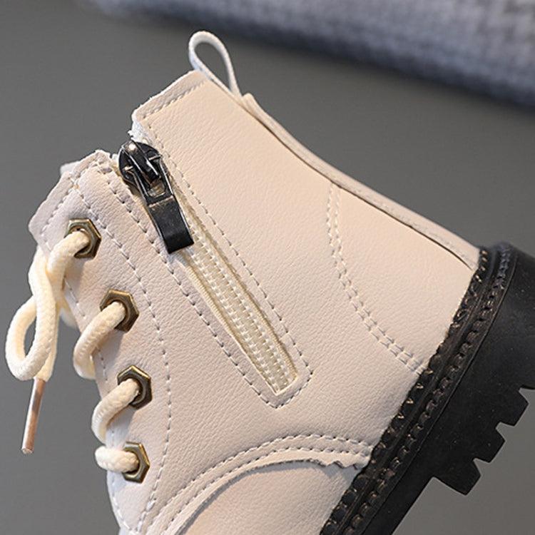 WISDOMFROG Lightweight High-Top Leather Martin Boots for Kids - Waterproof Baby Footwear for Autumn & Winter