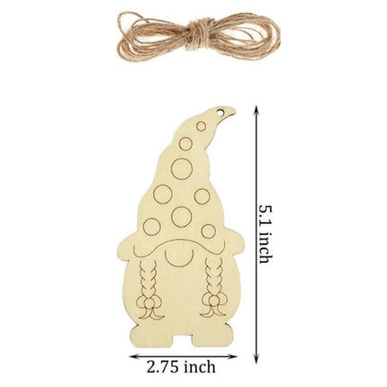 Christmas Tree DIY Painting Wooden Dwarf Elf Ornaments Set Of 32 - blank wooden gnome ornament 5.1x2.75in with twine for DIY painting and hanging