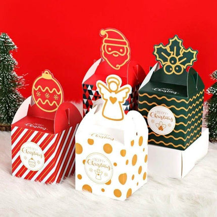 Christmas Eve Apple Packaging Gift Box 8.5x8.5x18 cm festively patterned paper box for a single apple or small treats, durable 8.5x8.5x18 cm