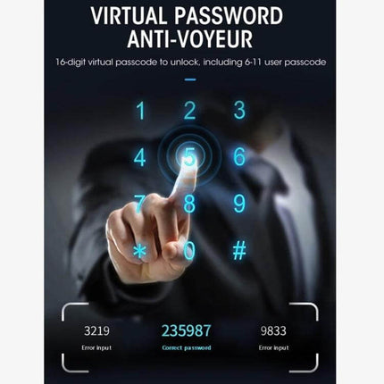 Fingerprint Smart Lock with App Unlocking for Home Security - Virtual password anti-voyeur touchscreen keypad with smartphone remote unlock