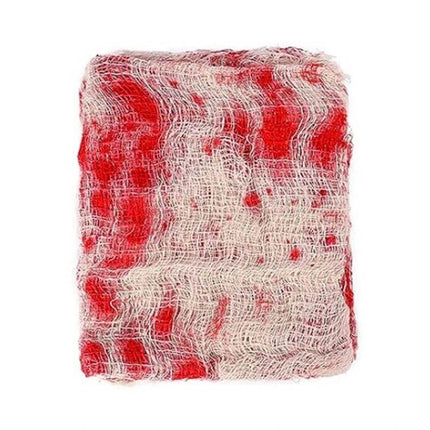 Halloween Gauze Decoration 76x183cm Beige Blood Stains - beige gauze with red blood-stain pattern for Halloween door, wall or window decor