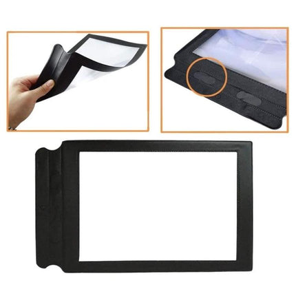 A4 Handheld Magnifying Glass for Full Page Reading Maps with full-page lens and flexible black frame