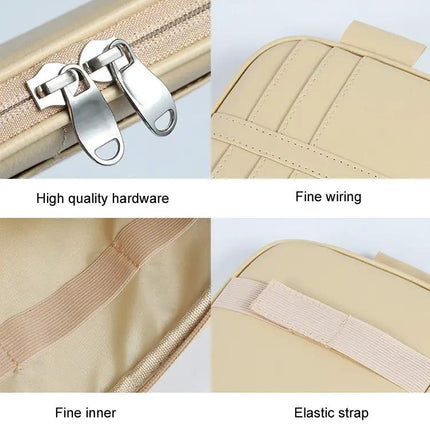 Beige Car Driver License Storage Bag Sun Visor Sunglasses Card Holder | Syndmart