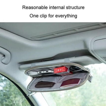 Beige Car Driver License Storage Bag Sun Visor Sunglasses Card Holder | Syndmart