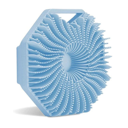 Soft Silicone Body Brush for Daily Shower Cleaning - light blue gentle silicone exfoliating brush with handle for sensitive skin