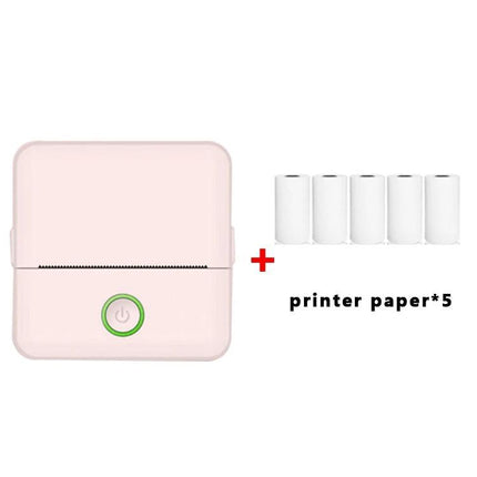 Pink Bluetooth Inkless Pocket Printer for Students compact thermal pocket printer with five paper rolls