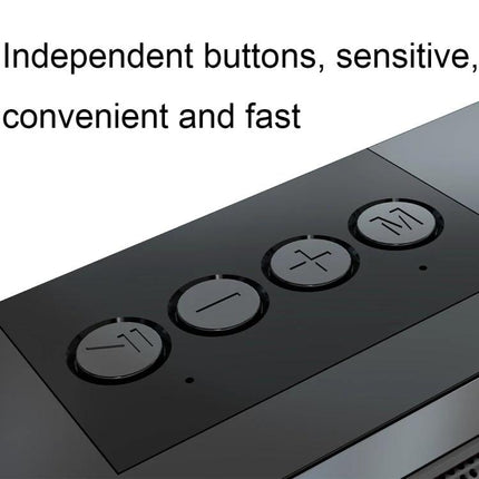 Compact Bluetooth Home Speaker For Everyday Listening showing close-up of four independent control buttons for volume and playback