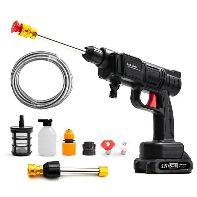 HILDA Cordless High Pressure Water Torch For Car Cleaning - cordless pressure washer gun kit with nozzle, hose, foam bottle and battery
