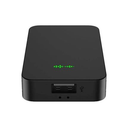 Wireless CarPlay and Android Auto Adapter for Vehicles sleek black dongle with USB port and green LED indicators