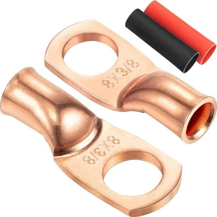 8 AWG Ring Terminal For Battery Cables With Three Eighths Inch Stud durable pure copper lug with heat shrink for automotive marine solar wiring