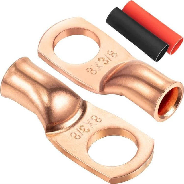 8 AWG Ring Terminal For Battery Cables With Three Eighths Inch Stud durable pure copper lug with heat shrink for automotive marine solar wiring