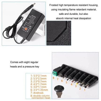 Adjustable DC Power Adapter with International Plugs compact adjustable-voltage adapter with eight interchangeable tips and international plug compatibility