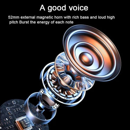 Bluetooth Speaker With Ambient Mood Lighting For Home Use showcasing exploded 52mm driver and components for rich bass and clarity