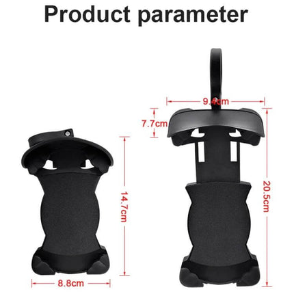 Motorcycle Sunshade Phone Holder With USB Charging compact rugged mount with sunshade and 4-claw grip showing dimensions