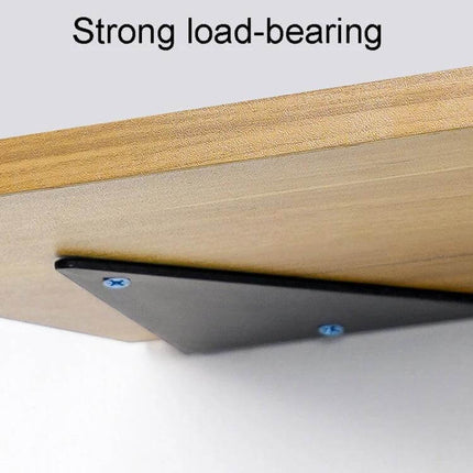 Load Bearing Invisible Triangle Wall Shelf Bracket 280x170mm Black mounted under wooden shelf showing strong load-bearing steel bracket