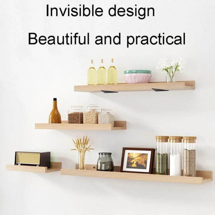 Load Bearing Invisible Triangle Wall Shelf Bracket 280x170mm Black supporting floating wooden shelves in kitchen display